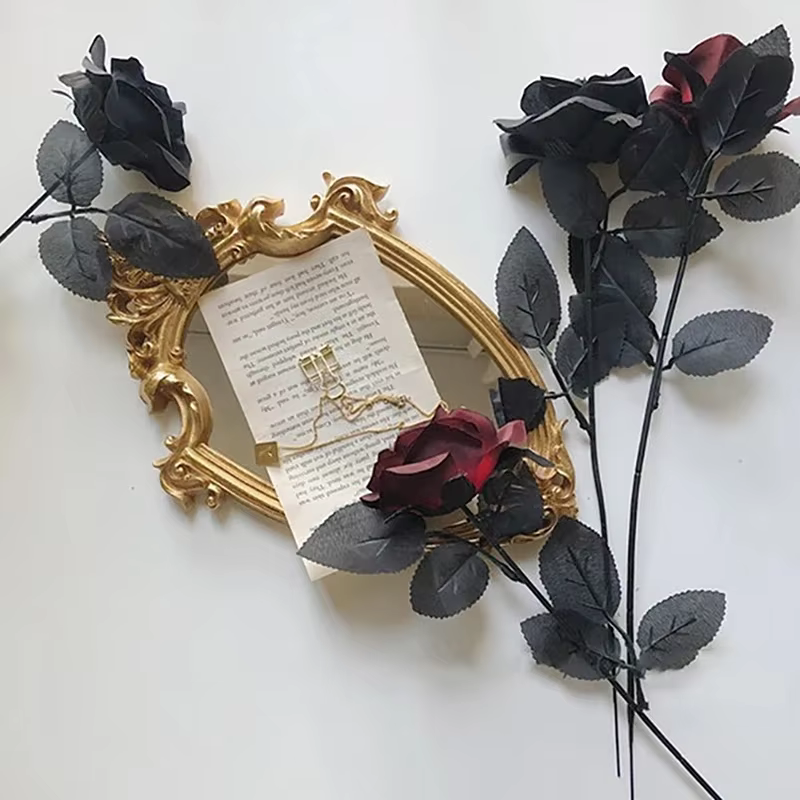 Rose noire gothique fleurs artificielles