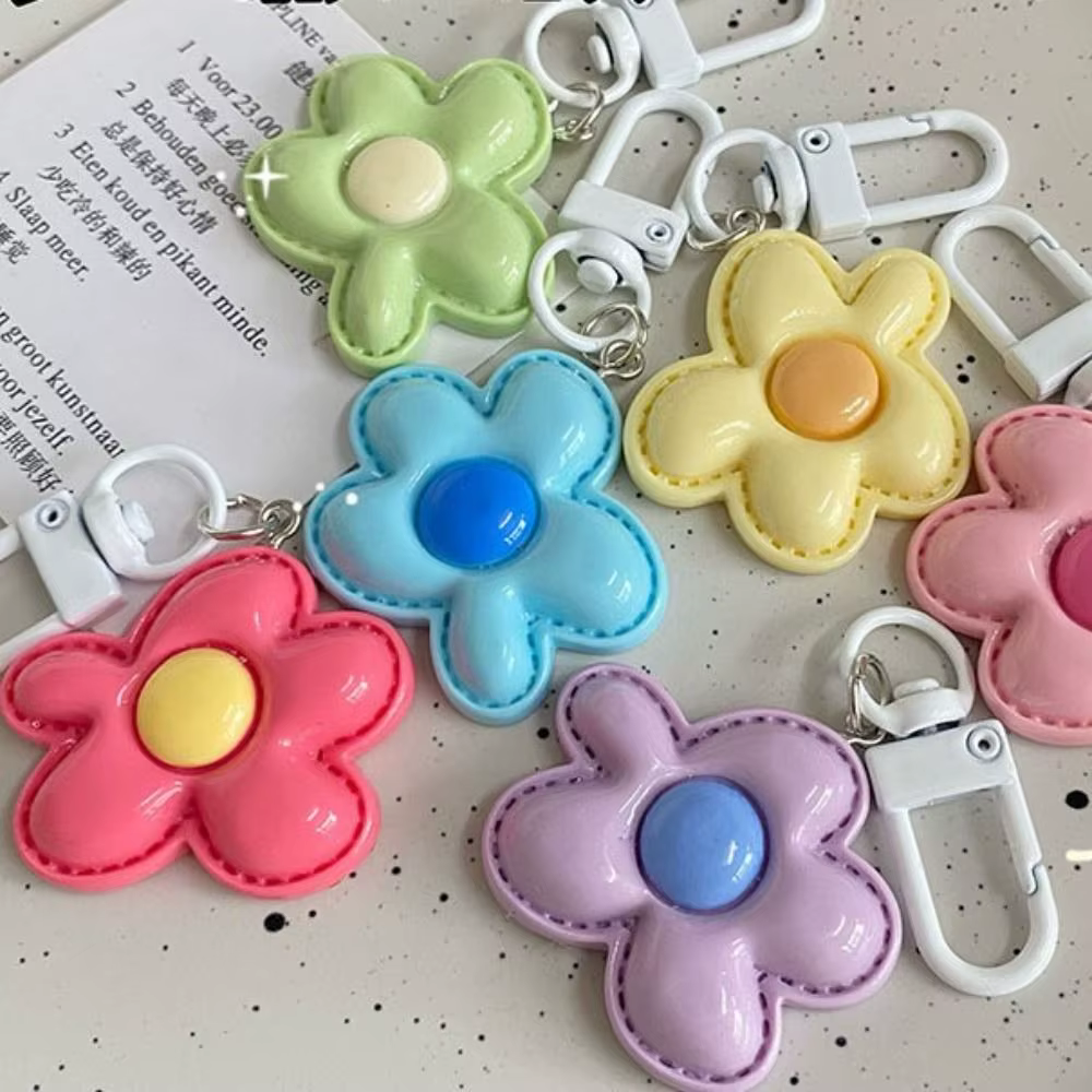 Porte-clés fleur de Style coréen, mignon, Mini porte-clés Floral en résine, pendentif floraison coloré Kawaii pour filles