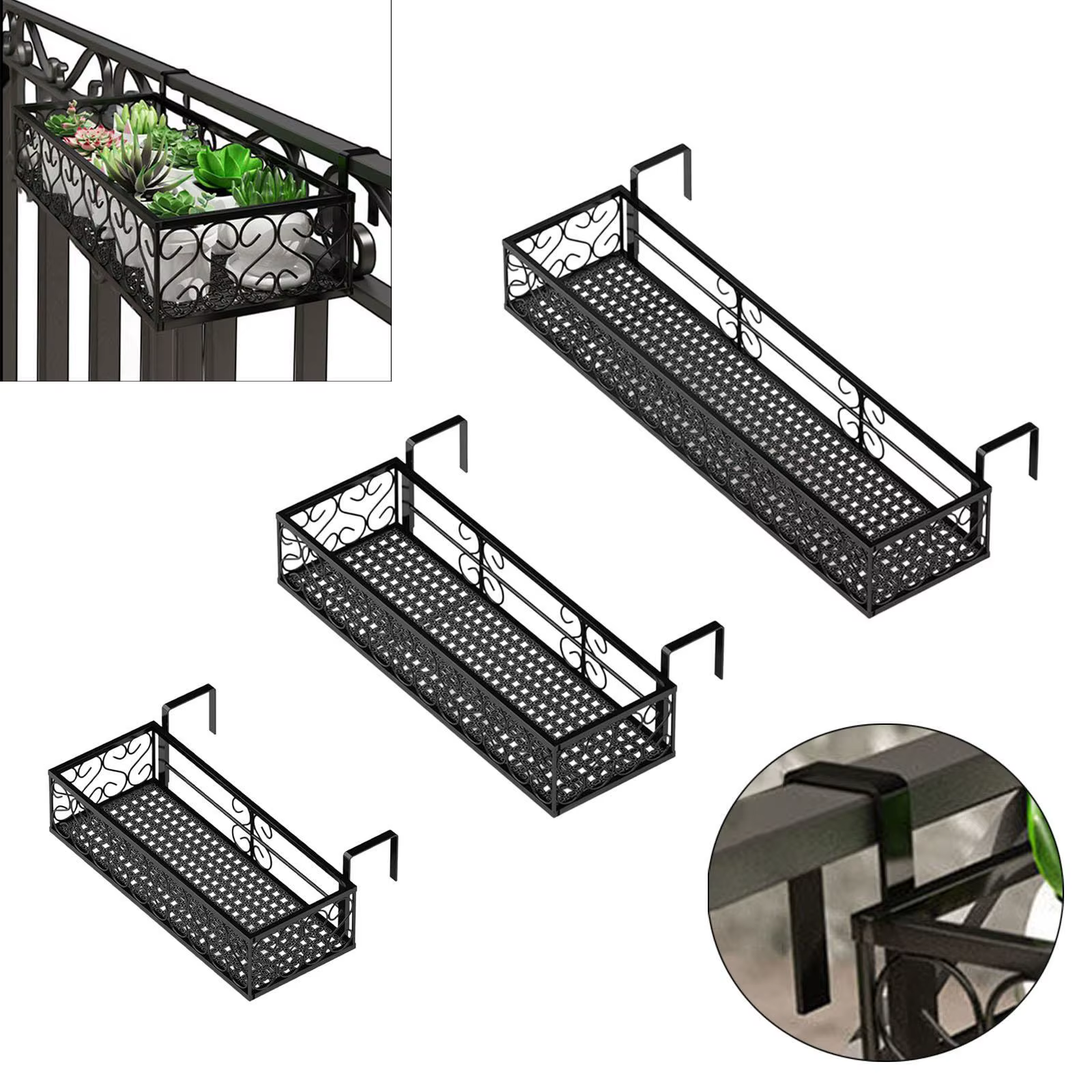 Présentoir de jardinière de garde-corps pour balcon