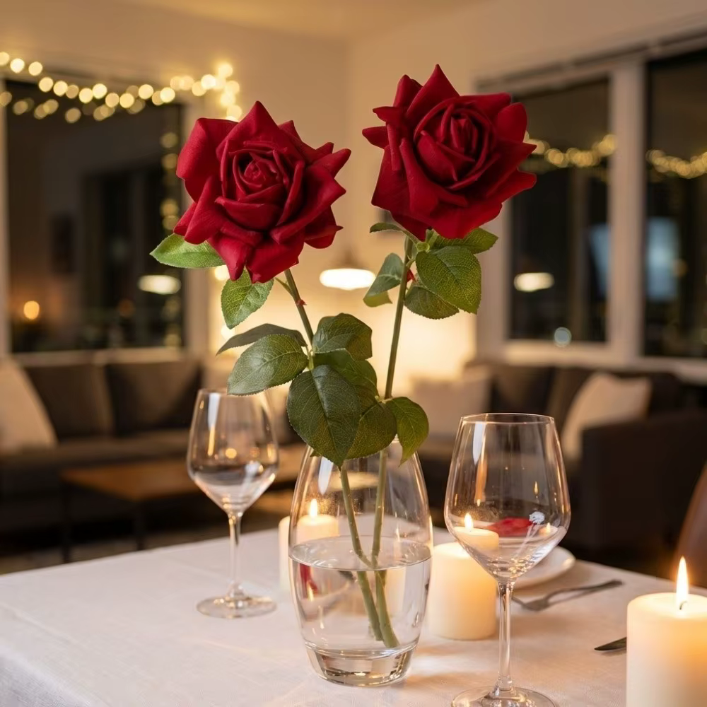 Rose artificielle réaliste au toucher