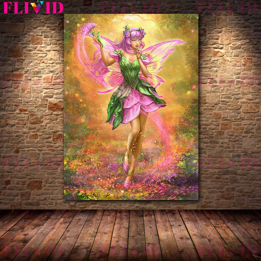 Affiche murale de féerique de fleur de dessin animé