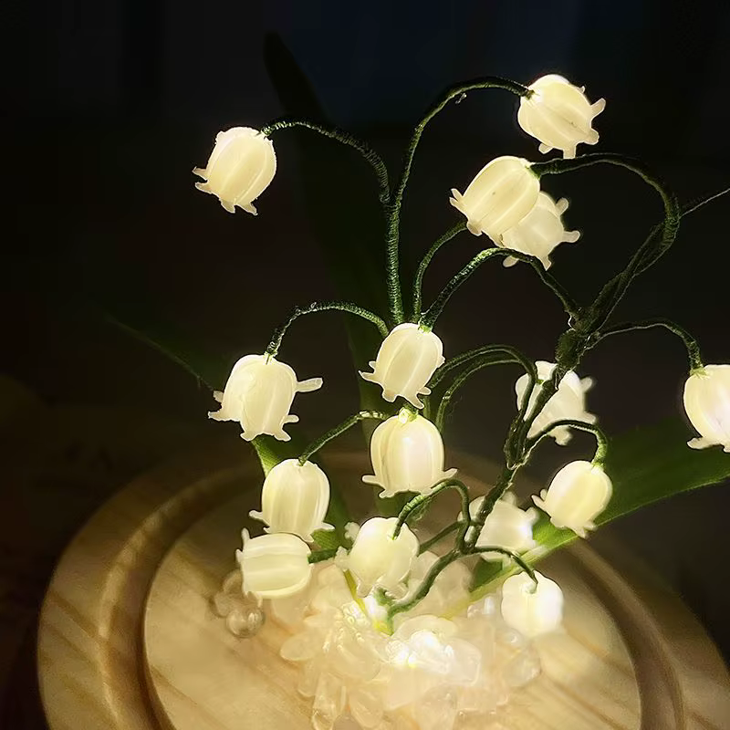 Fleurs artificielles bricolage créatif brillant à la main muguet veilleuse pour chambre décorative Festival cadeau d'anniversaire
