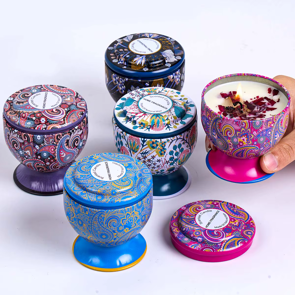 Boîte à bougies parfumées à fleurs