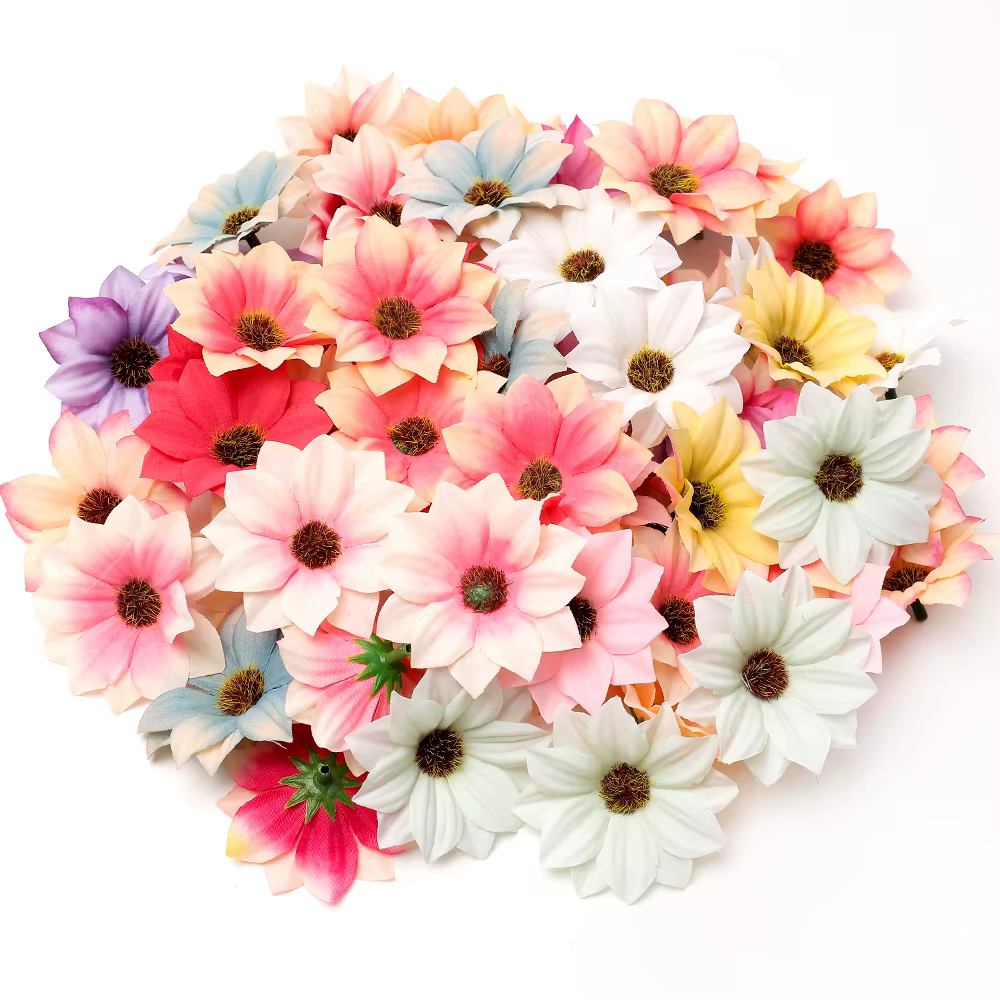 Pas cher 30 pièces Gerbera fleur artificielle décor de fête à la maison accessoires de décoration de mariage couronne bricolage artisanat de noël fausses fleurs
