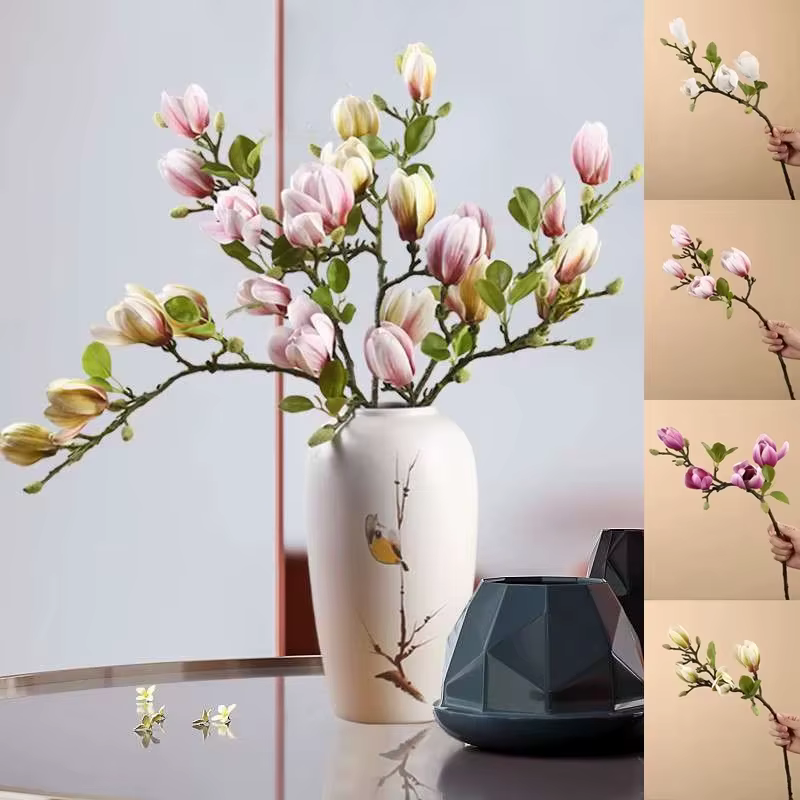 Uflower 67cm soie Magnolia branche fleurs artificielles maison jardin hôtel Table Vase décor bricolage Photo