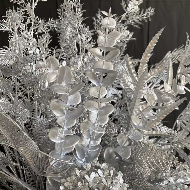 Feuilles de fleurs artificielles série argent