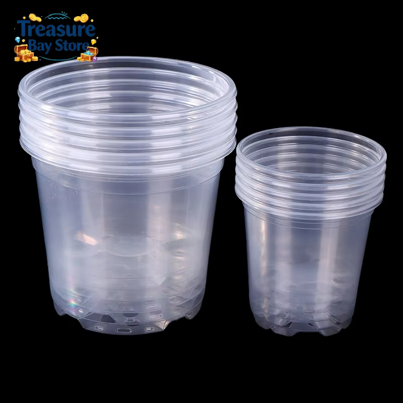 Pot de fleurs en plastique transparent avec trou de drainage
