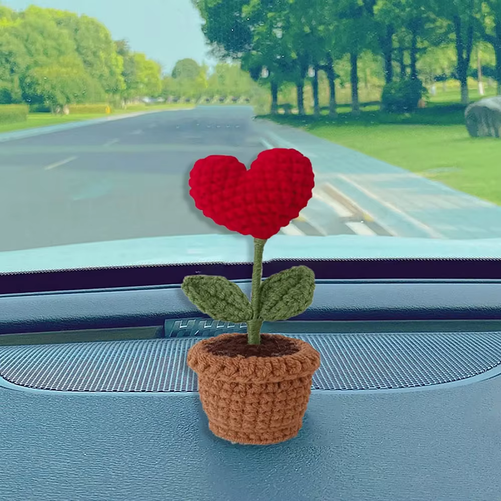 Crochet tissé fini petite plante en pot Simulation fleur