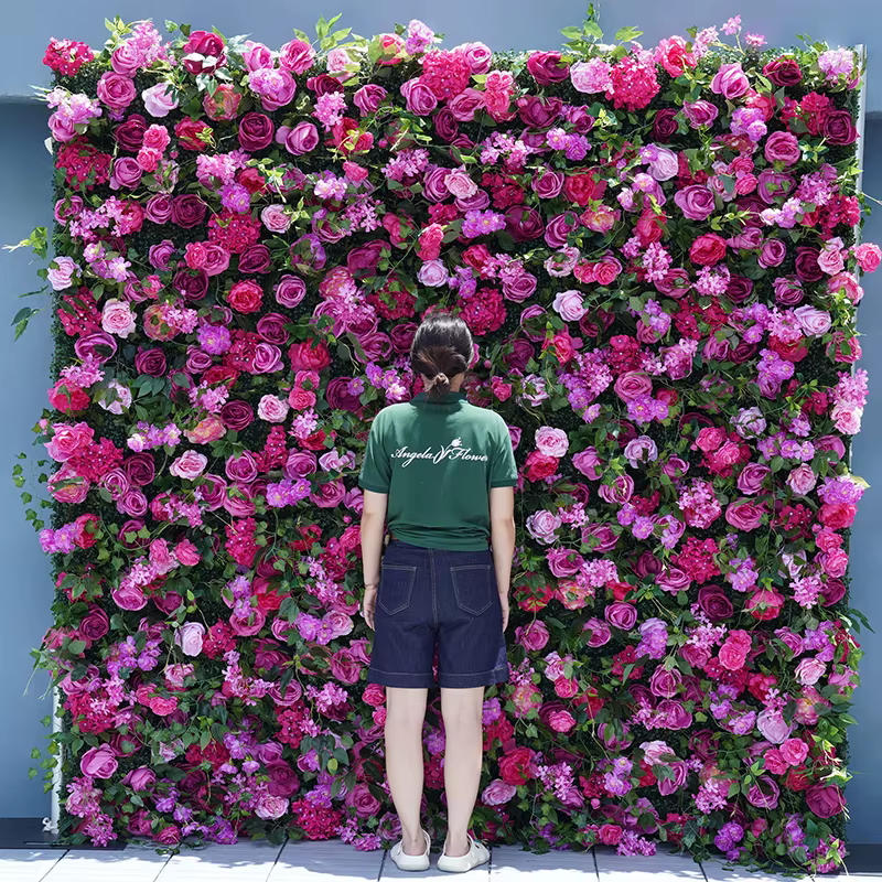 Mur de fleurs en tissu enroulable