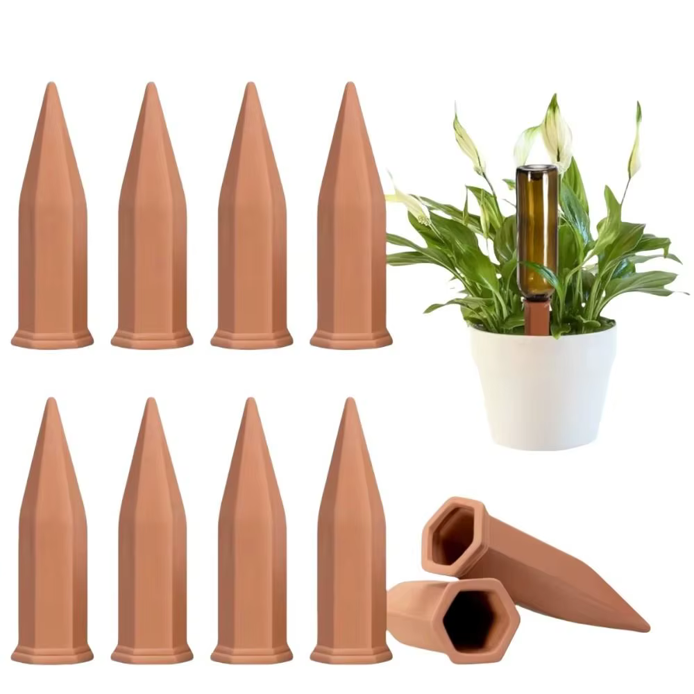Piquets d'arrosage automatique hexagonaux en terre cuite pour plantes – Système d'irrigation goutte-à-goutte sans effort