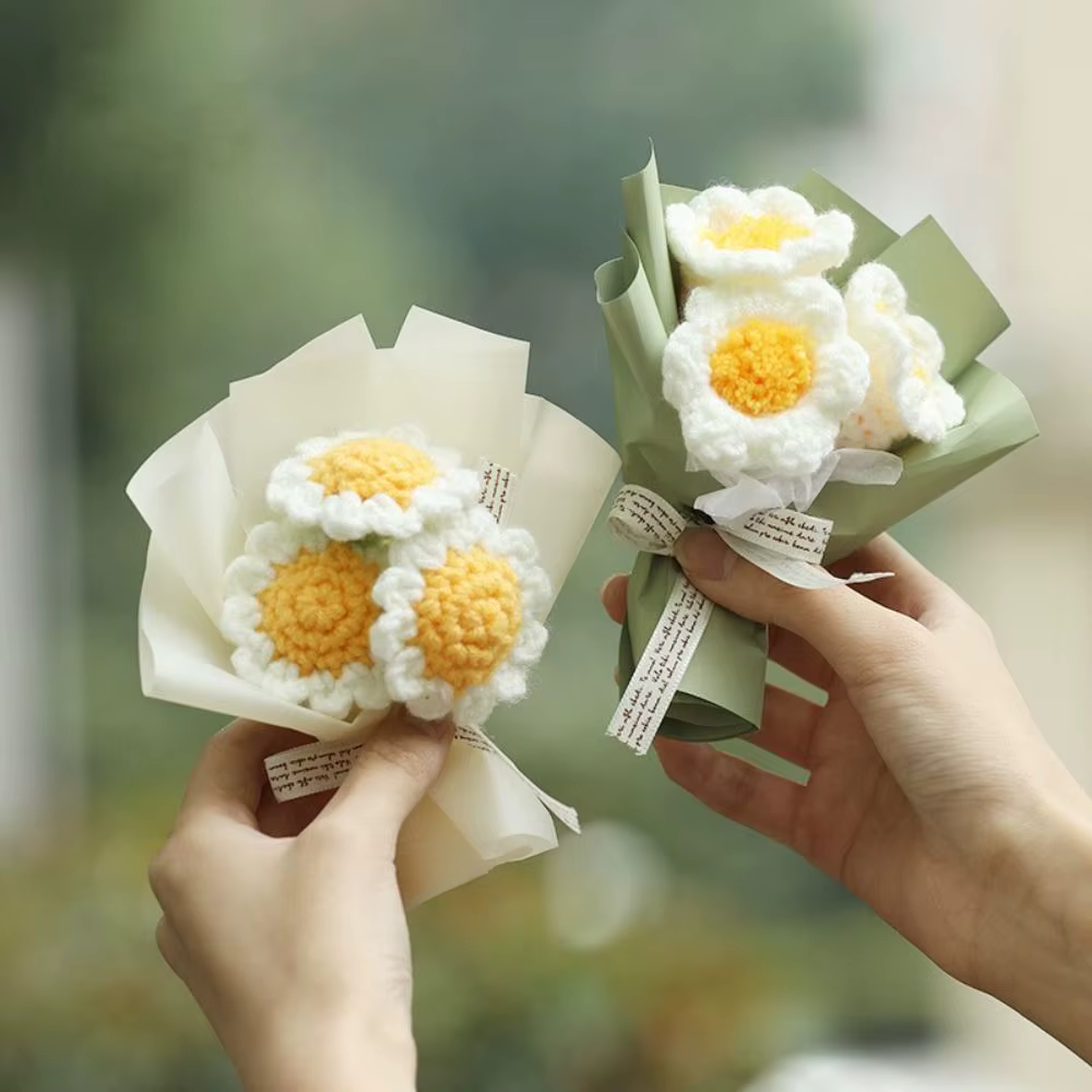 Bouquet de fleurs artificielles au crochet