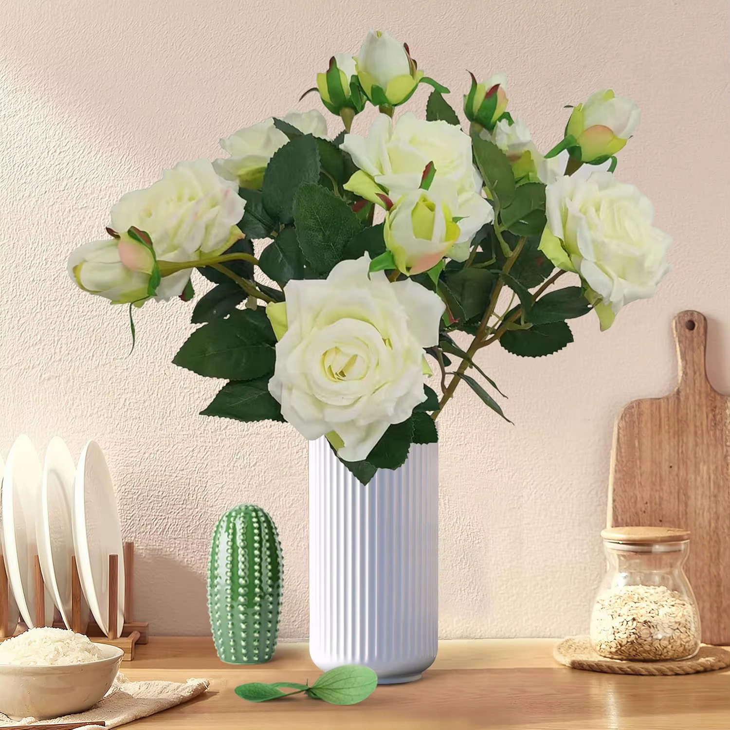 Fleurs artificielles grandes Roses en soie