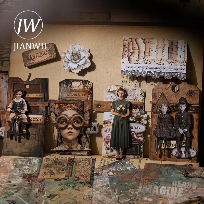 JIANWU rétro fait à la main série Vintage dentelle fleur paysage Collage décor matériel paquet créatif bricolage indésirable Journal papeterie
