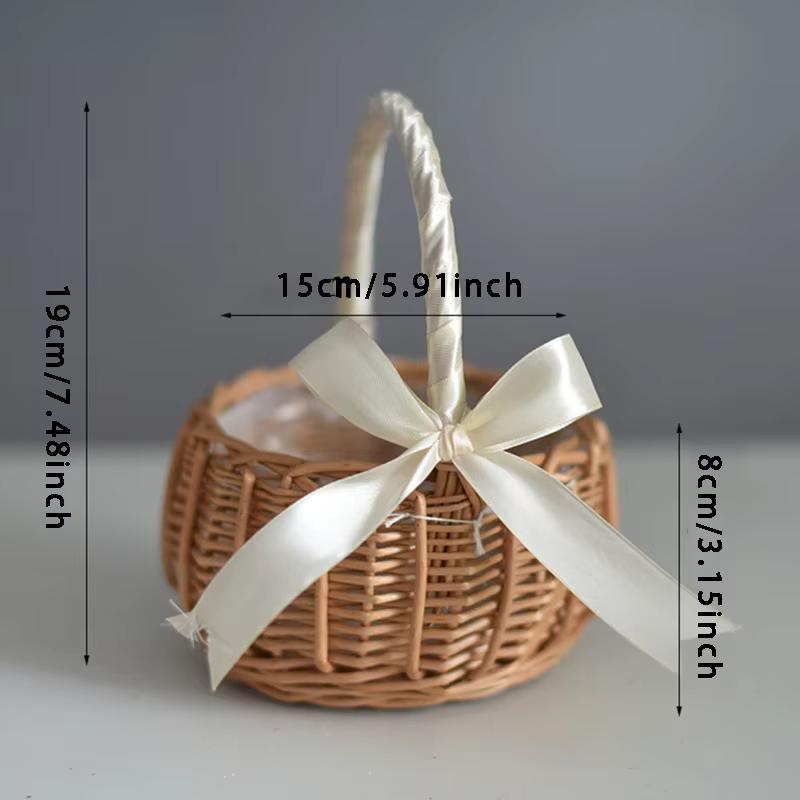 Panier de fleurs de mariage tissé à la main avec poignée