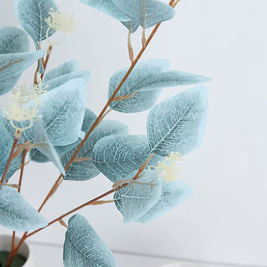 Plantes artificielles fausses feuilles trois volets EucalyptusWedding Bonsaï décoration de la maison Table intérieure