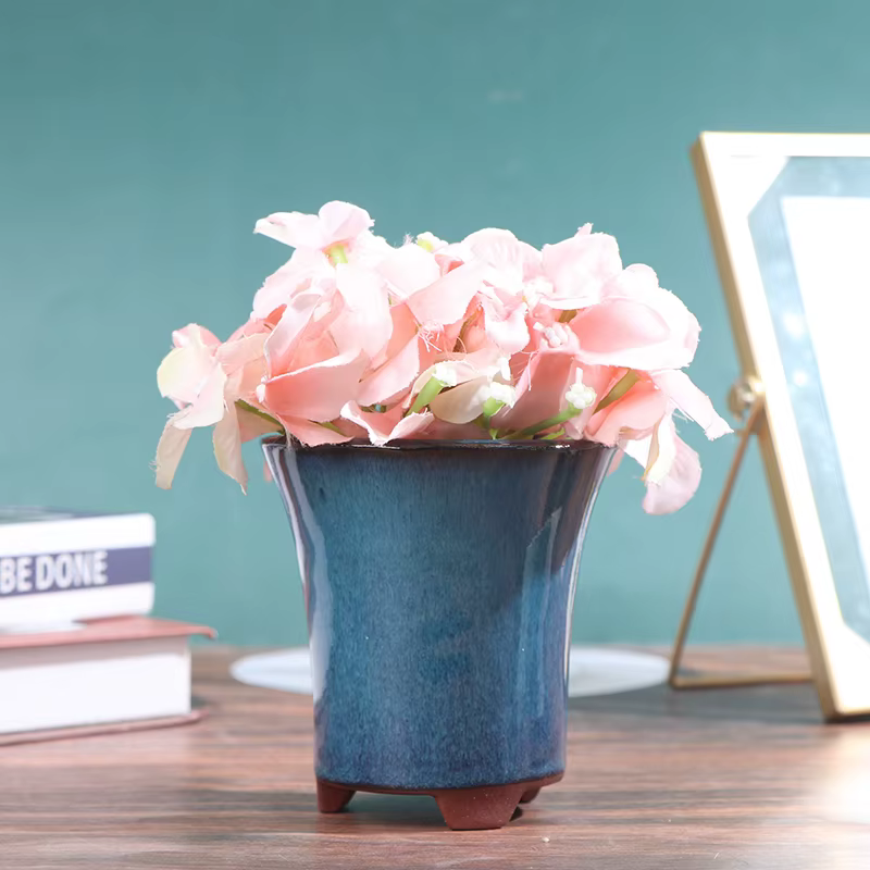 Pots à Bonsaï de Style Chinois, Pot de Fleurs en Grès Respirant avec Trous