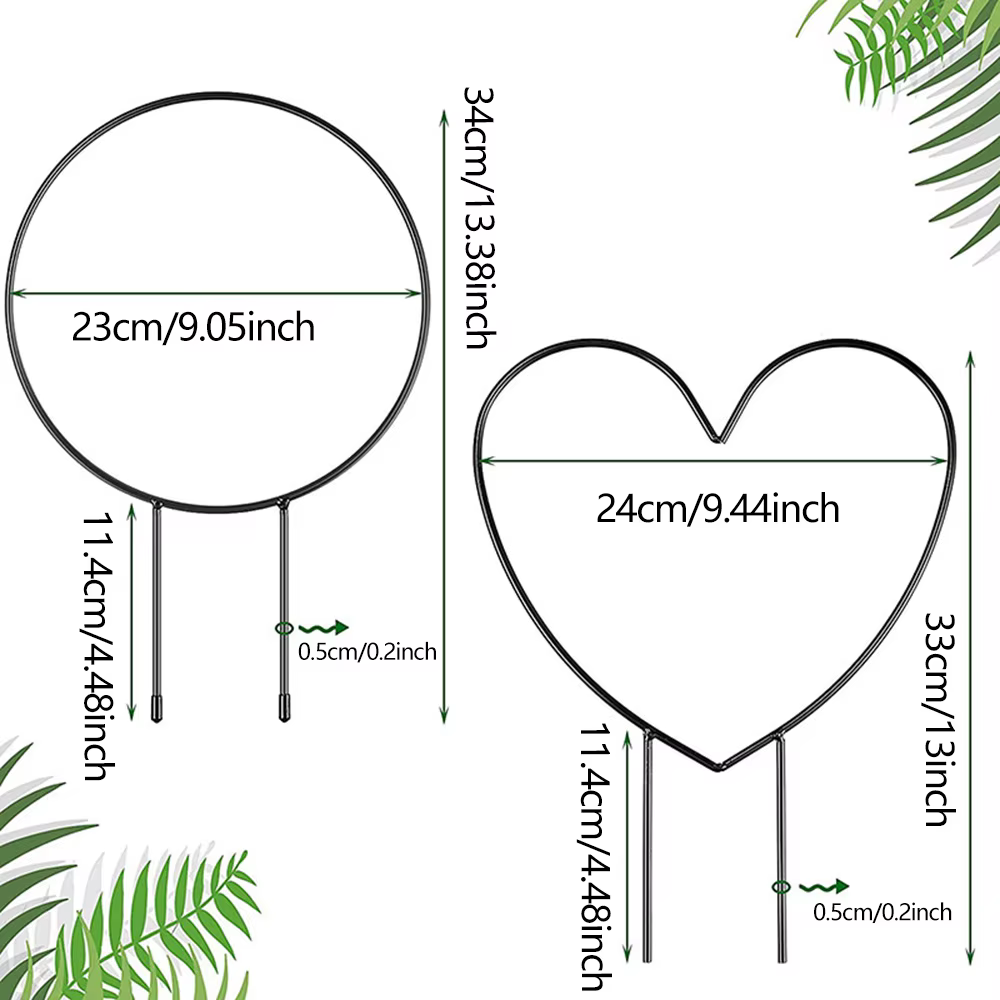 Piquet de support de plante de jardin en forme de coeur