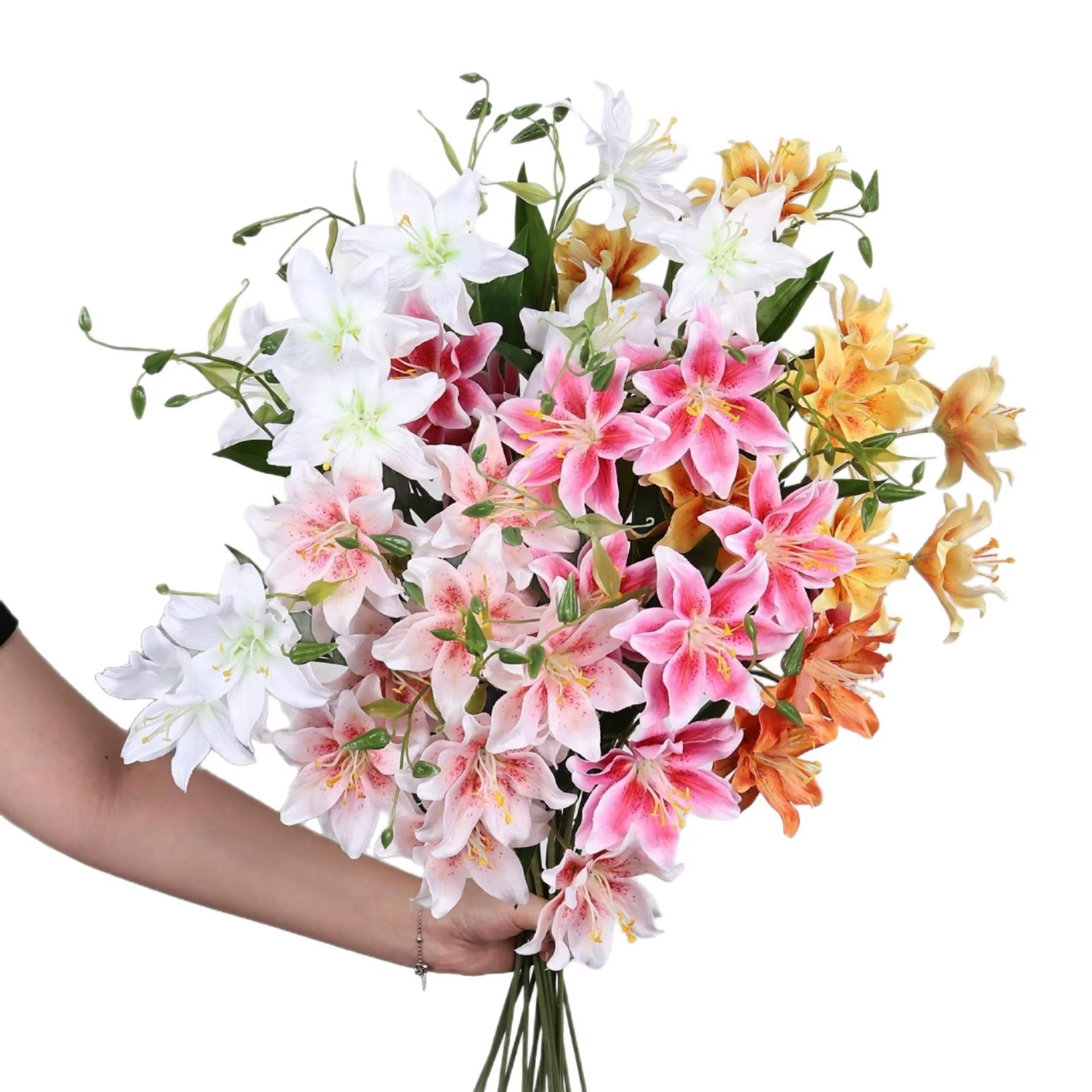 Fleurs artificielles de lys Double couche de 28 pouces