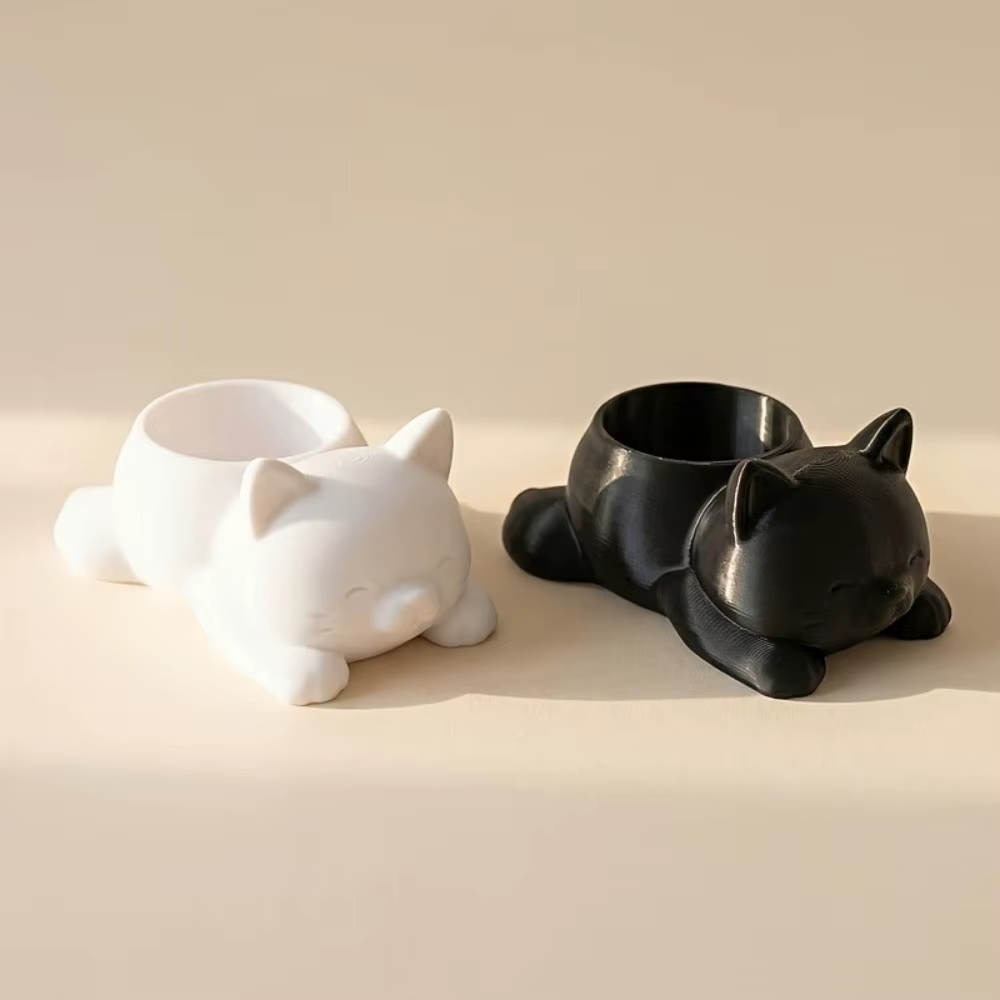 Pot de fleurs en forme de chat imprimé en 3D Kawaii