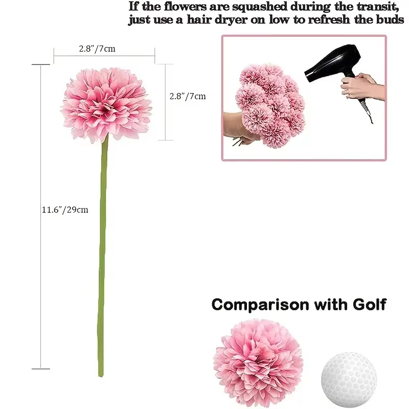 6 bouquets artificiels de boules de pissenlit et de chrysanthème – parfaits pour la maison