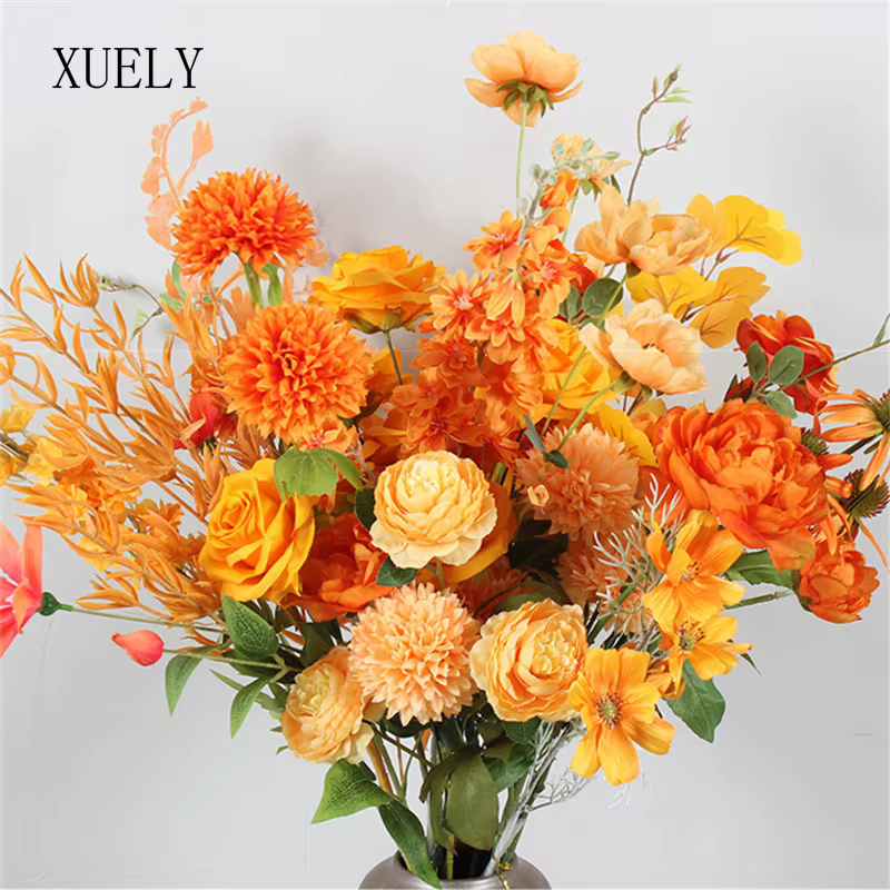 Matériel de fleurs de simulation de série orange
