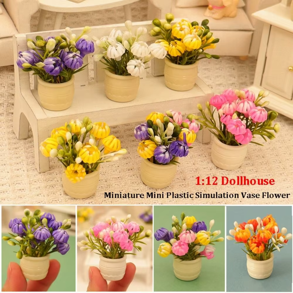 Lot de 3 mini-vases de simulation pour maison de poupée 1:12