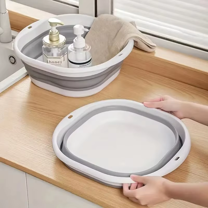 Bassin de bain de pieds pliable, 1 pièce, pour trempage des pieds, seau en plastique épais, pieds pliables multifonctions, baignoire de trempage, linge pliable
