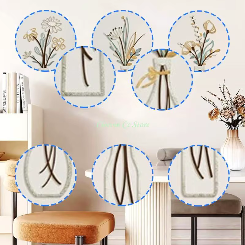 X90f 3 pièces Contemporain Flower Mur Sculpture Set Metal Vases