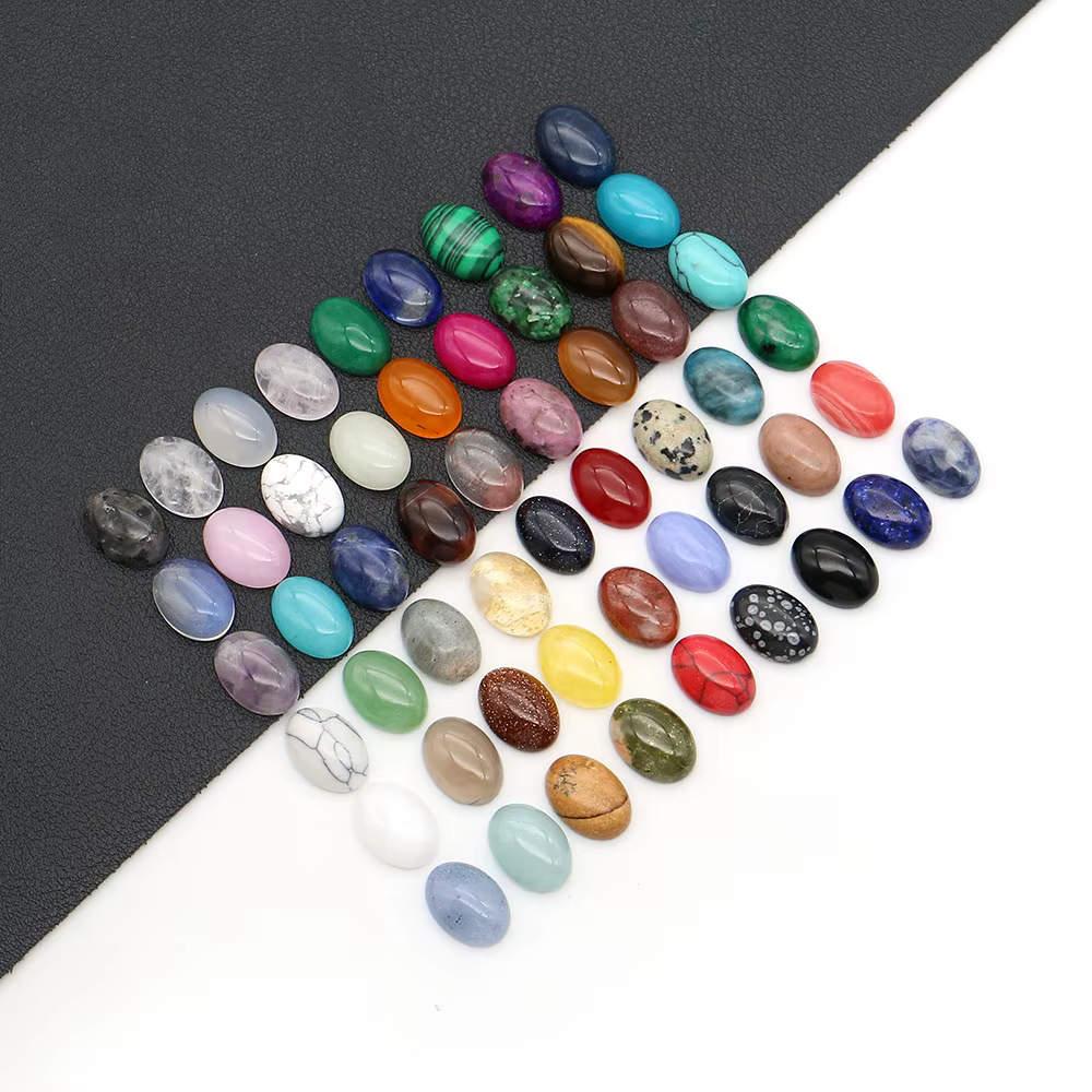 Perles de Cabochon ovale en pierre naturelle, cristal de Quartz, 10x14mm, perle à dos plat pour bagues, collier, bijoux faits à la main, cadeaux