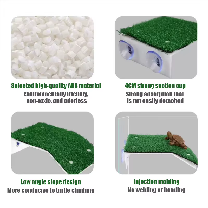 Plateforme de baignade pour tortues, simulation d'habitat, rampe en gazon, quai pour tortues, île flottante pour terrarium de reptiles, accessoire d'aquarium