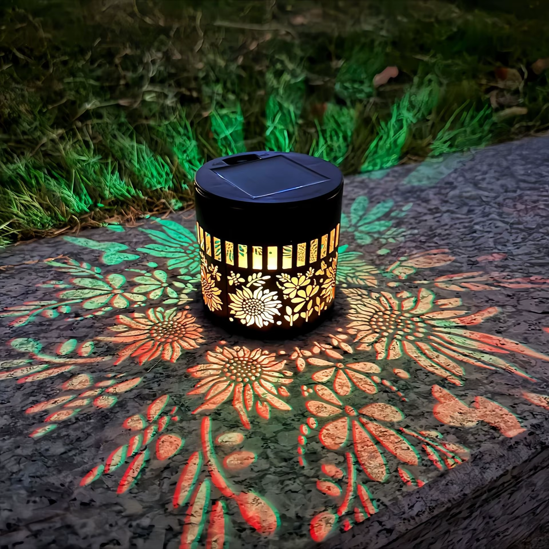  Lampe murale solaire en forme de tournesol, motif mandala, pour décoration extérieure de jardin, patio, véranda, cour
