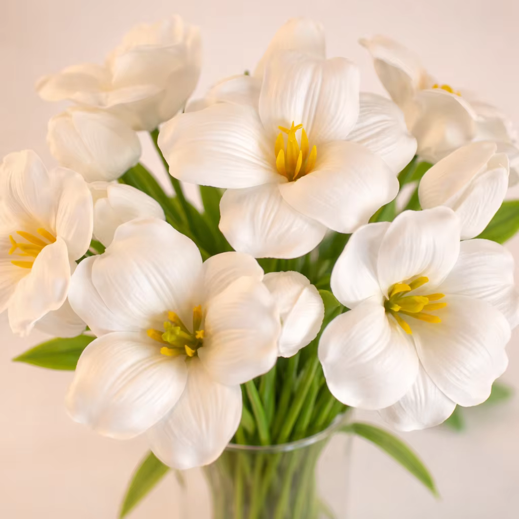 Bouquet de 8 fleurs artificielles en forme de tulipe marron