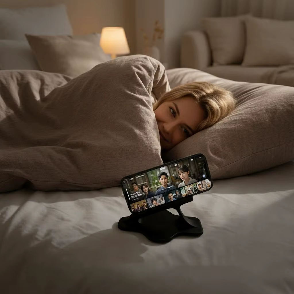 1 support de téléphone portable à placer sur le côté du lit |     Conception mains libres et anti-chute, un gadget parfait pour le chevet ou les canapés du salon ! Base incurvée ergonomique, poignée a