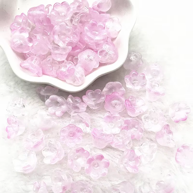 Perles de verre colorées en forme de fleur de trompette, 20 pièces, 7x12mm, pour la fabrication de bijoux, épingle à cheveux, bricolage fait à la main