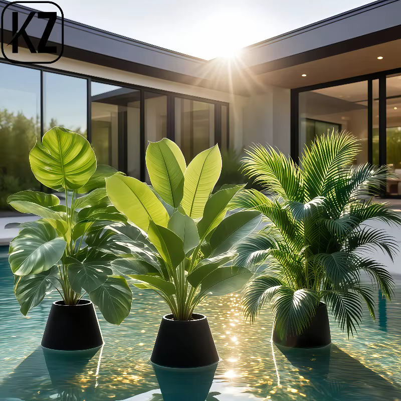 Lot de 3 plantes artificielles luxuriantes : bananier