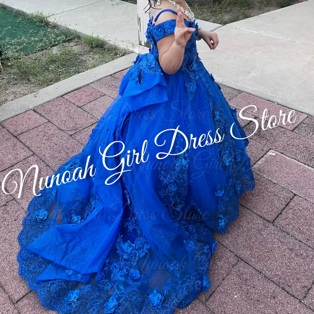 Robes vertes pour filles, pour mariage, avec appliques en dentelle florale, robes de fête d'anniversaire pour filles, robes de communion personnalisées