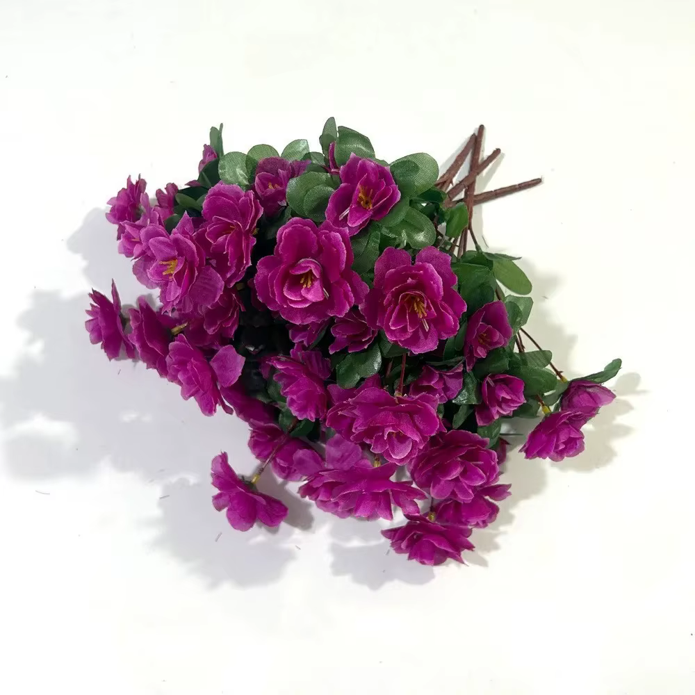 2 pièces/1 ensemble extérieur automne artificiel rouge azalée haute qualité fleurs buissons résistant aux UV décor