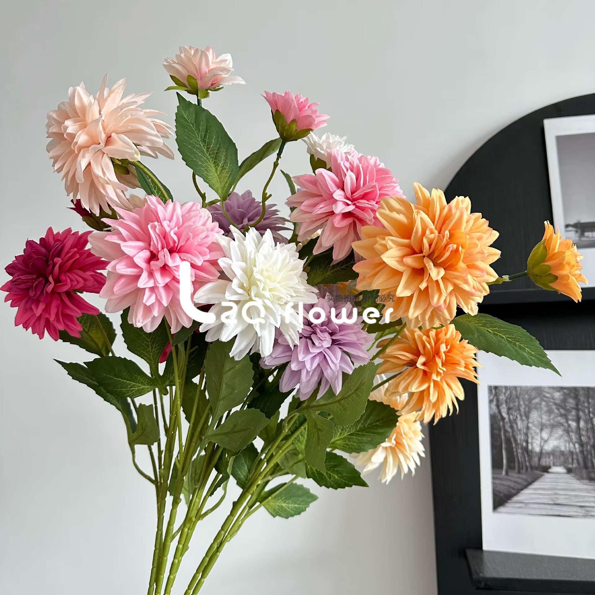 Magnifique fleur artificielle Dahlia à 3 têtes