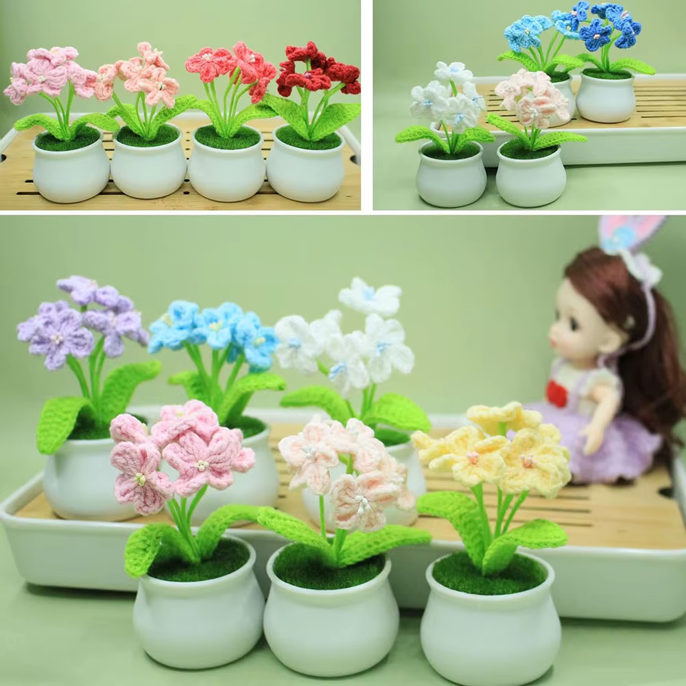 Mini-plantes en pot tissées à la main DIY : Rose