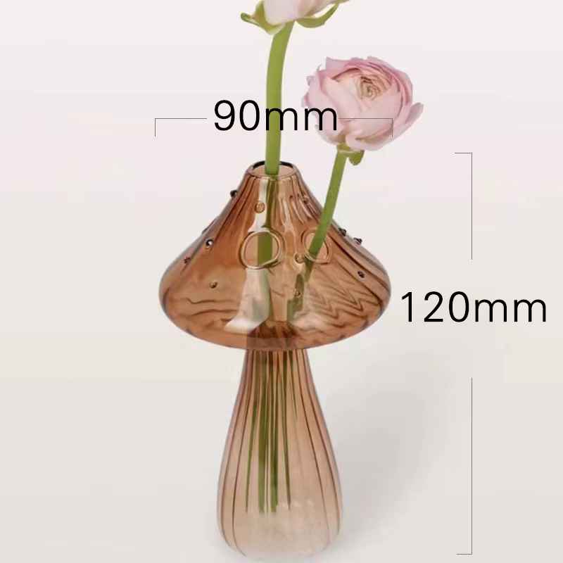 Vase à fleurs en verre champignon