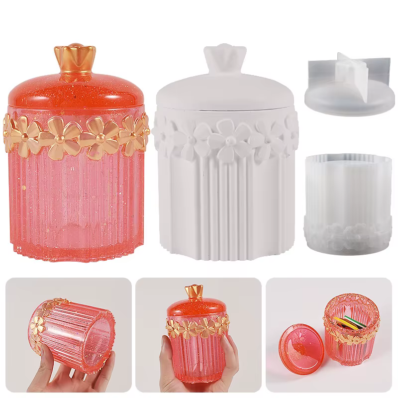 Moule en Silicone pour Pot de fleur à rayures, boîte de rangement de fleurs, bricolage, fabrication artisanale, pot de fleur en résine de plâtre, moules de moulage, fournitures de décoration pour la m