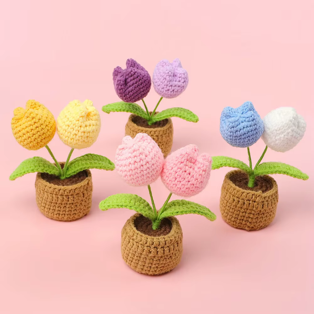 Belle tulipe Crochet en pot tricoté tulipes