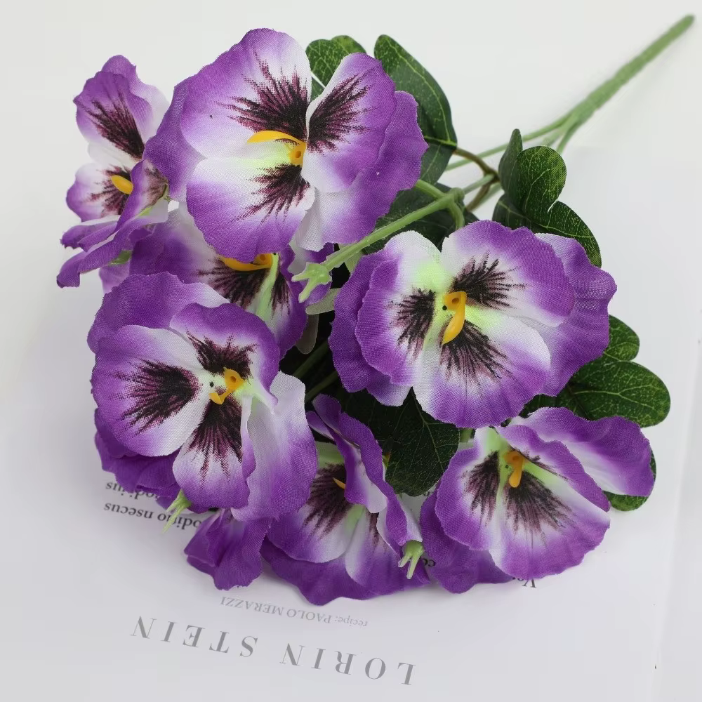 Lot de fleurs artificielles de primula de 32 cm