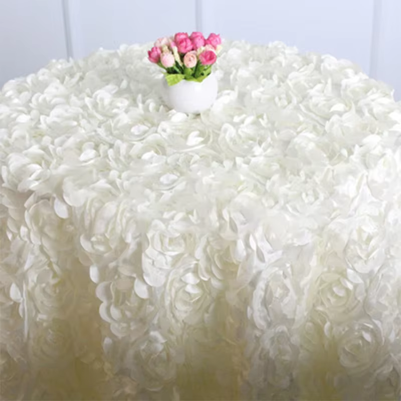 Nappe de Table de Mariage Brodée en 3D, Couverture de Fleurs Rondes/Rectangulaires, Décoration pour Banquet, Hôtel, ix, Cadeau de Noël