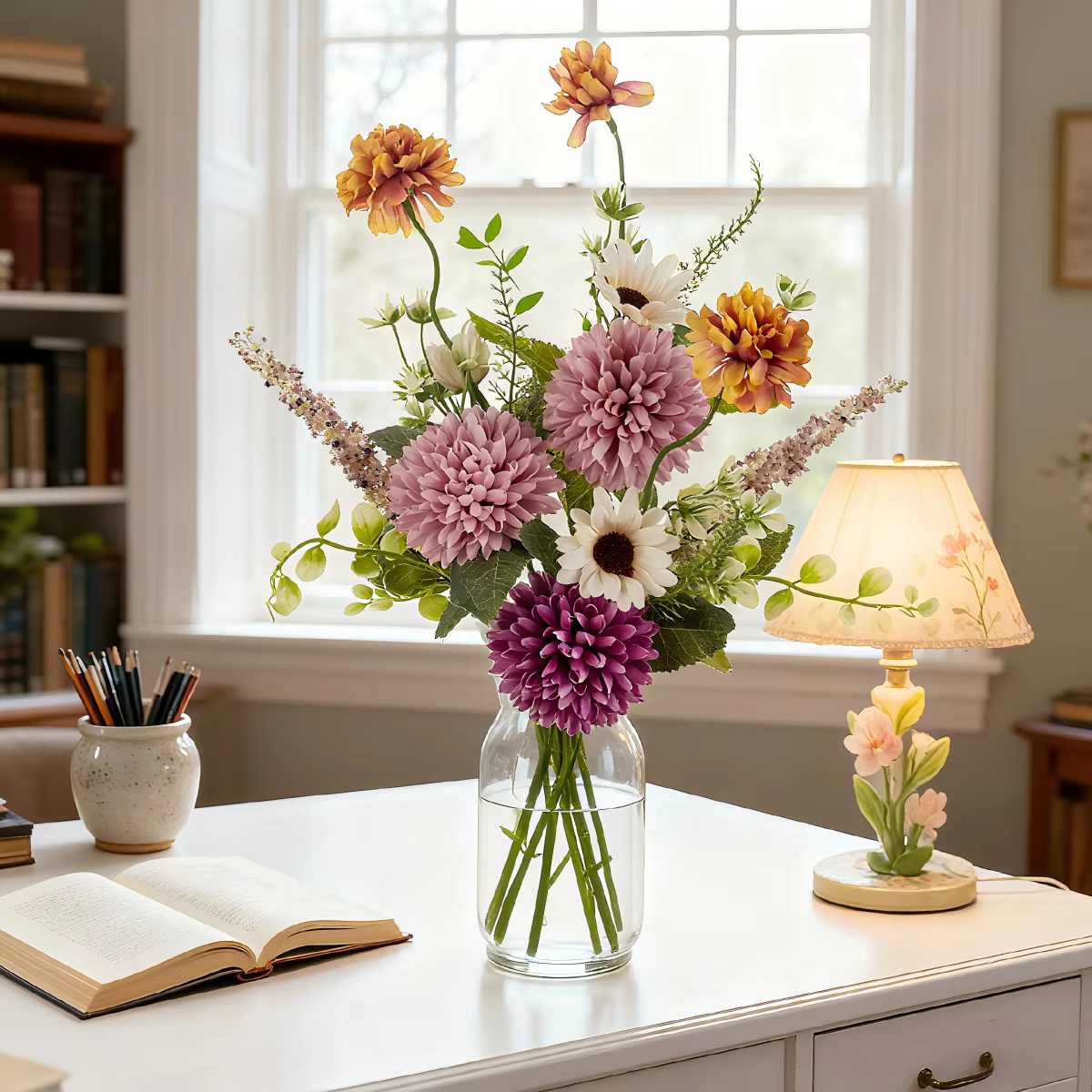 Fleur artificielle en soie Bulbou Chrysanthème Herbe à bulles pour Festival