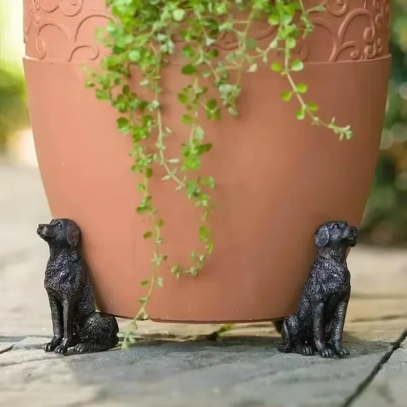 3 pièces Pot de fleur pieds support extérieur jardin résine Pot pied plante bonsaï supports forme animale chat chien lapin Pots de plantes Risers Pad