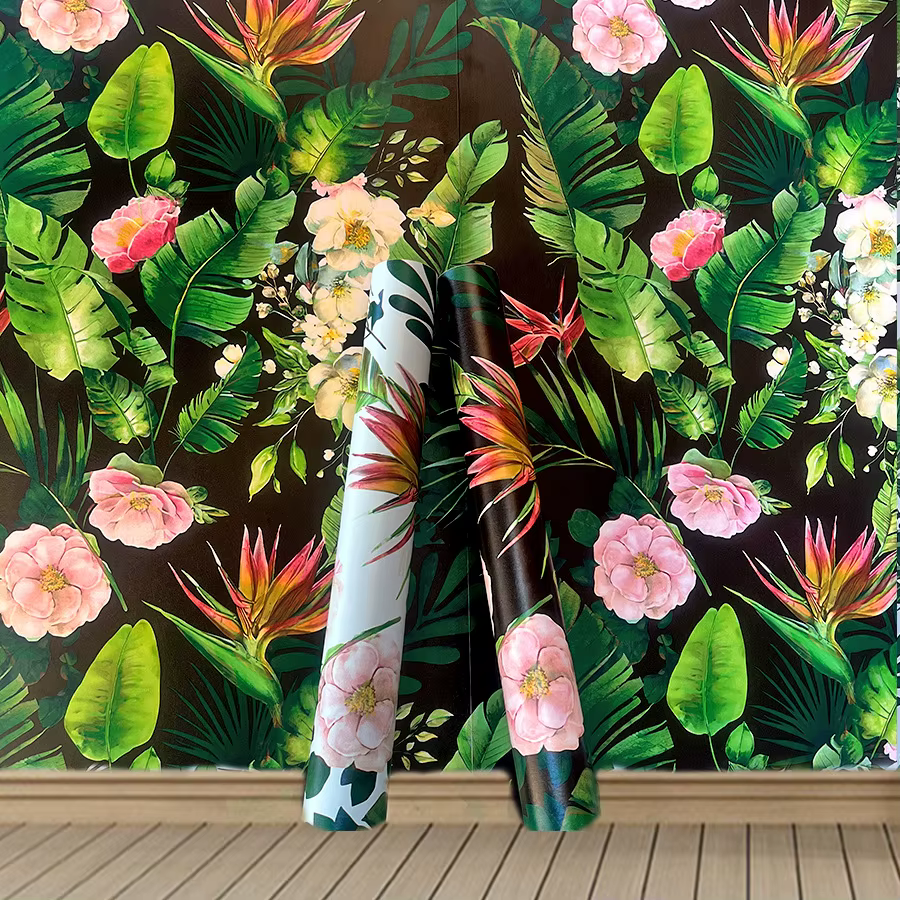Papier Peint Auto-Adhésif avec Plantes Vertes