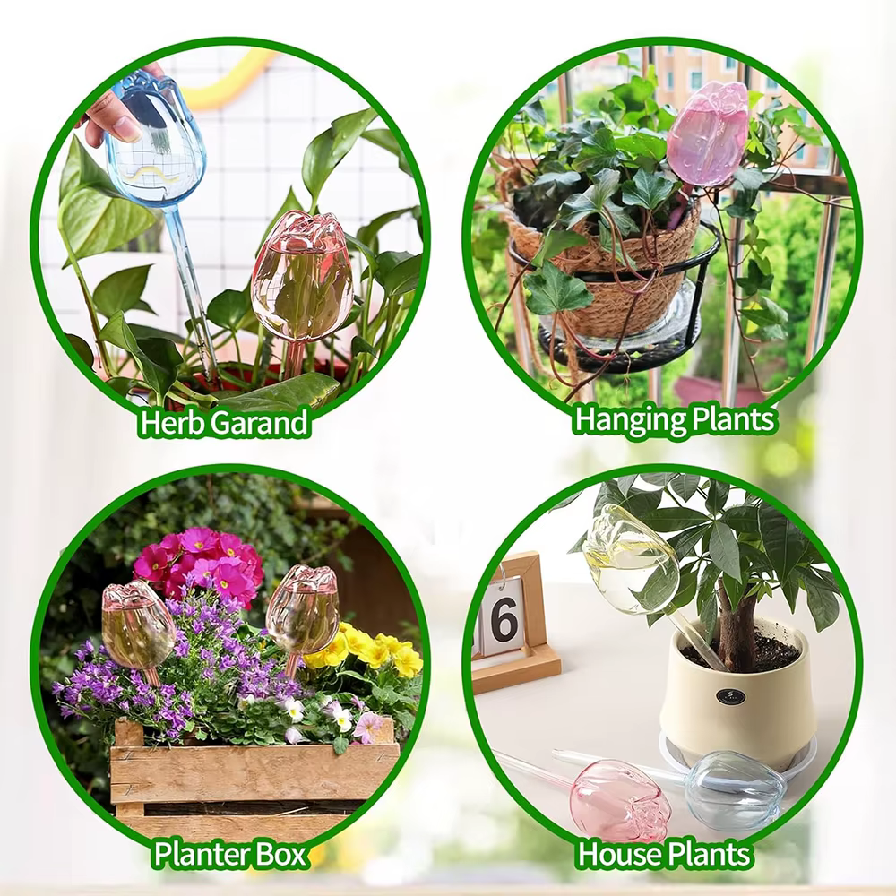 2/4 pots auto-arrosants en forme de tulipe