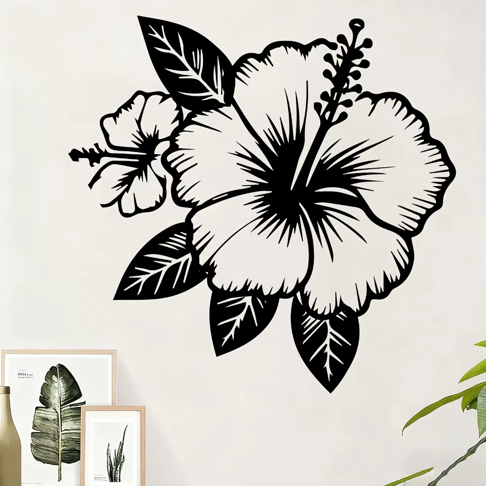 1 pièce d'art mural en métal Hibiscus