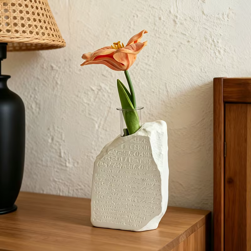 Vase en résine inspiré de la pierre de Rosette